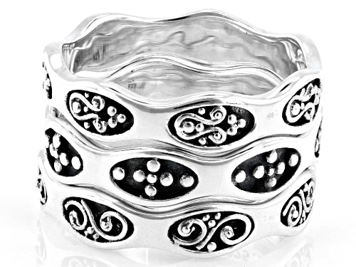 Artisan Collection of Bali™ Sterling Silver Triple Stacked Detailed Band Ring - Size 9