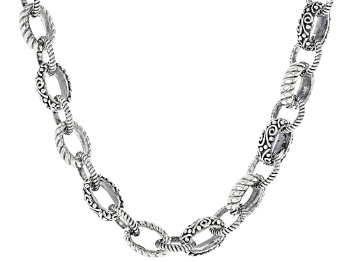 Artisan Collection of Bali™ Sterling Silver Scroll & Cable Link Necklace 6.7mm - Size 18