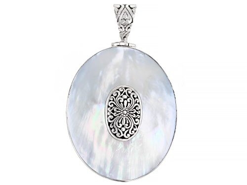 Artisan Collection of Bali™ Mother-of-Pearl & Black Sponge Coral Sterling Silver Reversible Pendant