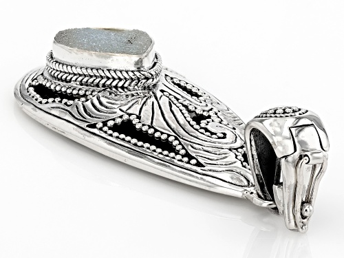 Artisan Collection of Bali™16x12mm White Drusy Quartz Sterling Silver Enhancer Pendant