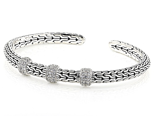 Artisan Collection of Bali™ 1.45ctw White Zircon Sterling Silver Weave Bracelet - Size 7.5