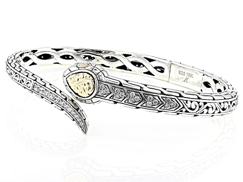 Artisan Collection of Bali™ 0.59ctw White Zircon Sterling Silver & 18K Gold Snake Bracelet - Size 7.5