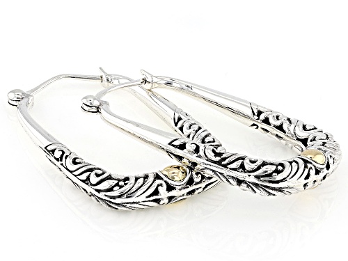Artisan Collection of Bali™ Sterling Silver & 18K  Gold Accent Filigree Earrings 39x6mm