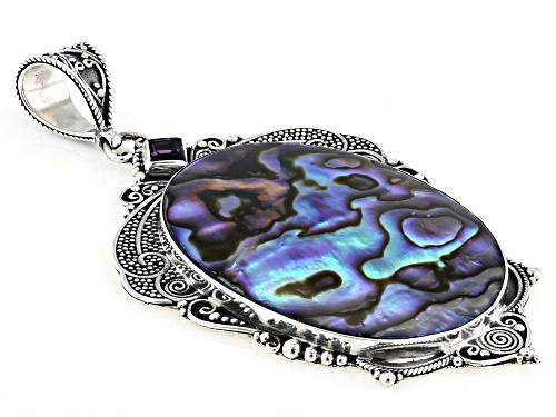 Artisan Collection of Bali™ 38x30mm Abalone Shell & 0.30ct Amethyst Sterling Silver Pendant