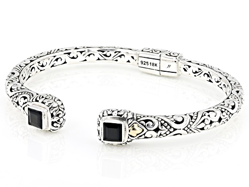 Artisan Collection of Bali™1.26ctw Black Sapphire Sterling Silver & 18K Gold Accents Bracelet - Size 6.75