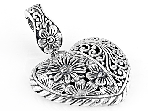 Artisan Collection of Bali™ Sterling Silver Floral & Heart Enhancer Pendant