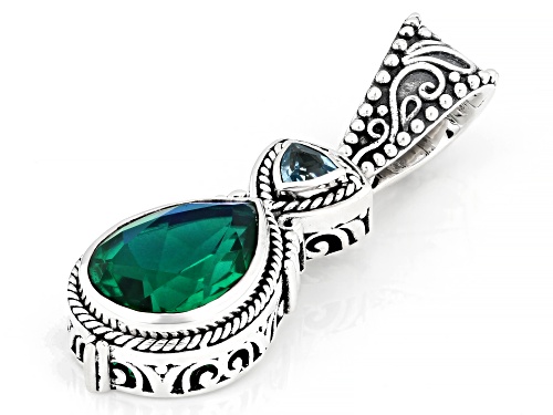 Artisan Collection of Bali™ Peacock Blue Triplet Quartz & Swiss Blue Topaz Sterling Silver Enhancer