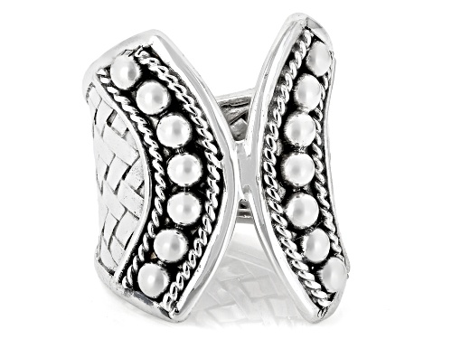 Artisan Collection of Bali™ Sterling Silver Basket Weave & Beaded Corset Ring - Size 8