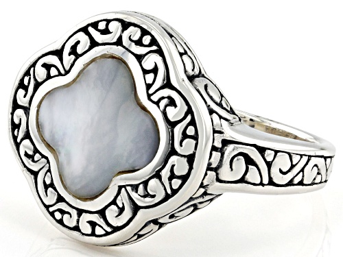 Artisan Collection of Bali™ 9mm White Shell Sterling Silver Scrollwork Balinese Ring - Size 9