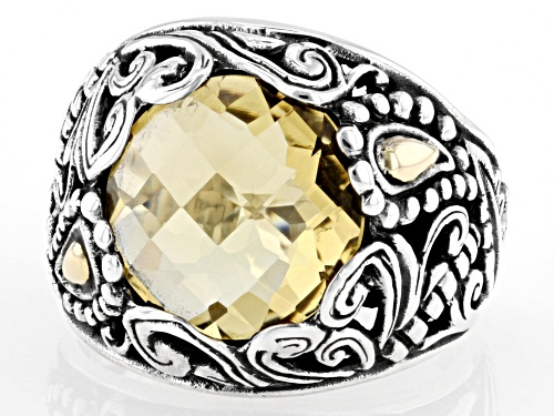 Artisan Collection of Bali™ 5.70ct Citrine Sterling Silver & 18K Gold Accents Solitaire Ring - Size 9