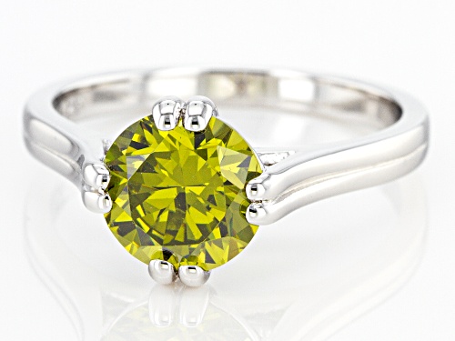 Bella Luce ® 3.54ctw Peridot Simulant Rhodium Over Sterling Silver Ring - Size 11