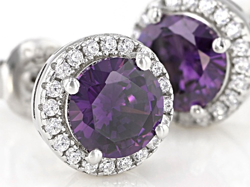 Bella Luce ® 2.80ctw Amethyst And White Diamond Simulants Rhodium Over Sterling Silver Earrings