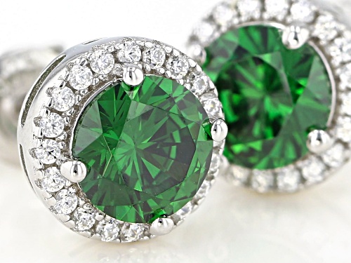 Bella Luce ® 2.80ctw Emerald And White Diamond Simulants Rhodium Over Sterling Silver Earrings