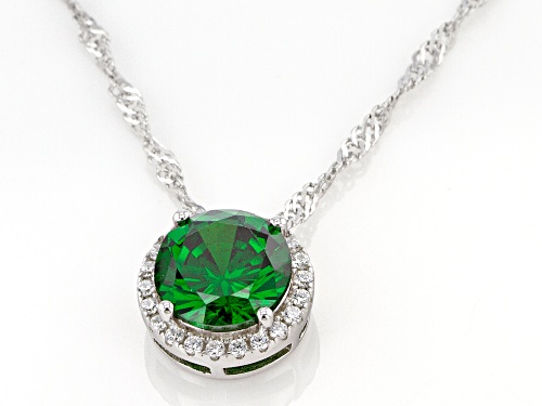 Bella Luce® 3.31ctw Emerald And White Diamond Simulants Rhodium Over Silver Pendant With Chain