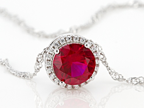 Bella Luce® Lab Created Ruby And White Diamond Simulant Rhodium Over Silver Pendant With Chain