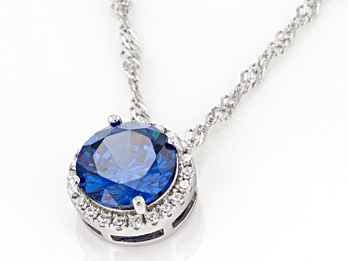Bella Luce® 3.51ctw Blue Sapphire & White Diamond Simulants Rhodium Over Silver Pendant With Chain