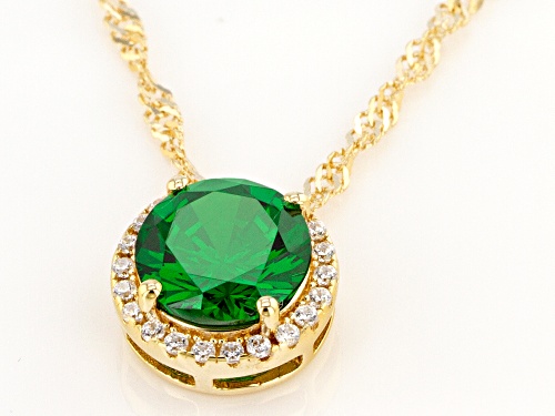 Bella Luce ® 3.31ctw Emerald And White Diamond Simulants Eterno™ Yellow Pendant With Chain