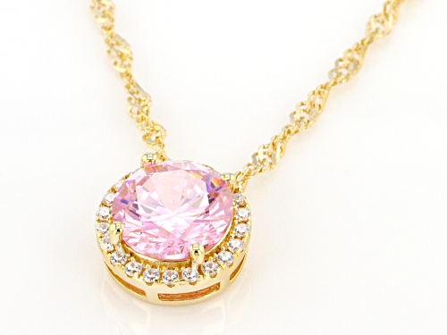 Bella Luce ® 3.72ctw Pink And White Diamond Simulants Eterno™ Yellow Pendant With Chain