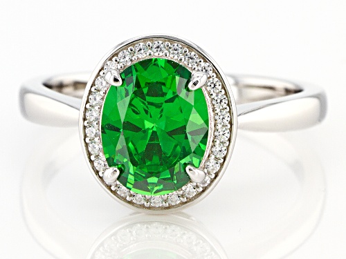Bella Luce ® 3.07ctw Emerald And White Diamond Simulants Rhodium Over Sterling Silver Ring - Size 8