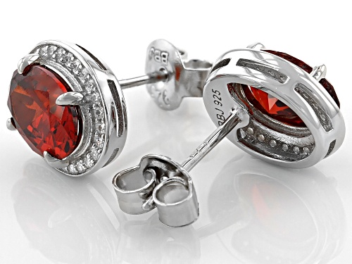 Bella Luce ® 4.23ctw Garnet And White Diamond Simulants Rhodium Over Sterling Silver Earrings