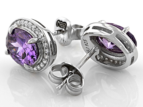 Bella Luce ® 4.31ctw Amethyst And White Diamond Simulants Rhodium Over Sterling Silver Earrings
