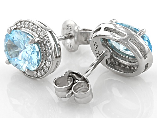 Bella Luce ® 4.51ctw Aquamarine And White Diamond Simulants Rhodium Over Sterling Silver Earrings