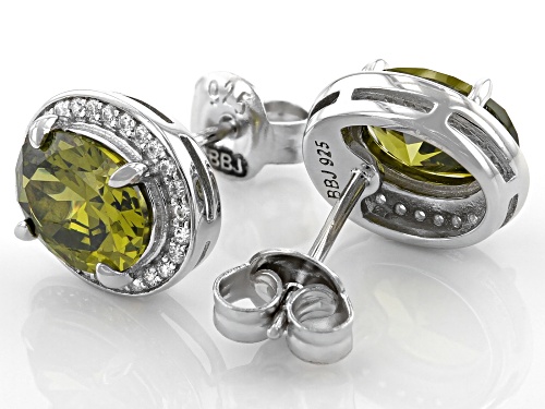 Bella Luce ® 4.39ctw Peridot And White Diamond Simulants Rhodium Over Sterling Silver Earrings