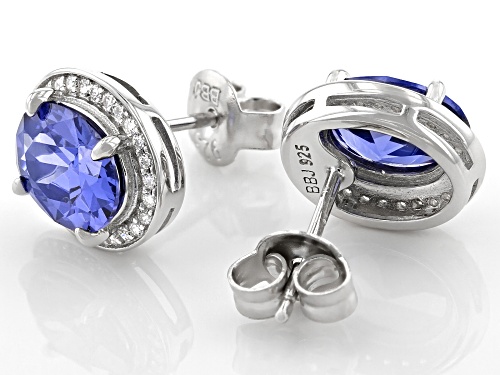 Bella Luce ® 4.36ctw Tanzanite And White Diamond Simulants Rhodium Over Sterling Silver Earrings