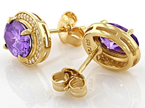 Bella Luce ® 4.31ctw Amethyst And White Diamond Simulants Eterno™ Yellow Earrings