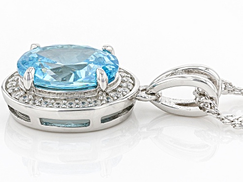 Bella Luce® 3.00ctw Aquamarine And White Diamond Simulants Rhodium Over Silver Pendant With Chain