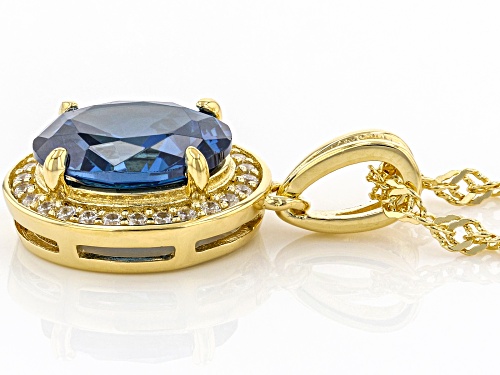 Bella Luce® 3.29ctw Blue Sapphire And White Diamond Simulants Eterno™ Yellow Pendant With Chain