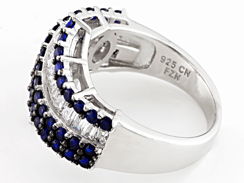 Bella Luce ® 4.12ctw Blue Sapphire And White Diamond Simulants Rhodium Over Sterling Silver Ring - Size 6