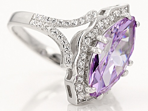 Bella Luce ® 7.01ctw Lavender And White Diamond Simulants Rhodium Over Sterling Silver Ring - Size 7