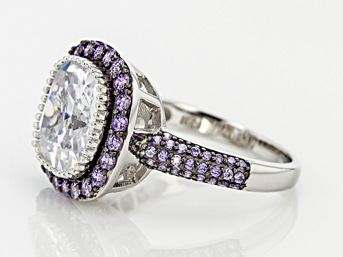 Bella Luce ® 7.54ctw Lavender And White Diamond Simulants Rhodium Over Sterling Silver Ring - Size 11
