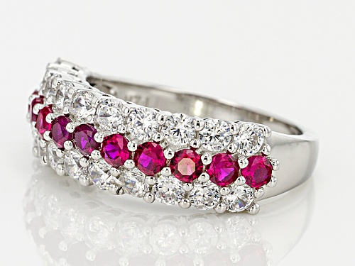 Bella Luce ® 2.95ctw Ruby And White Diamond Simulants Rhodium Over Sterling Silver Ring - Size 7