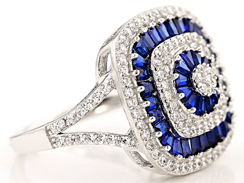 Bella Luce ® 2.62ctw Blue Sapphire And White Diamond Simulants Rhodium Over Sterling Silver Ring - Size 12