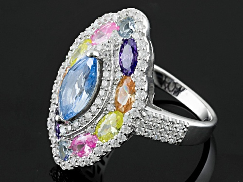 Bella Luce ® 5.76ctw Multicolor Gemstone Simulants Rhodium Over Sterling Silver Ring - Size 5