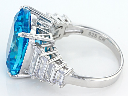 Bella Luce ® 17.32ctw Neon Apatite And White Diamond Simulants Rhodium Over Sterling Silver Ring - Size 7