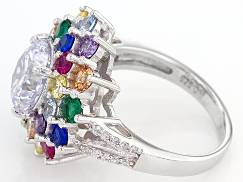 Bella Luce ® 8.39ctw Multicolor Gemstone Simulants Rhodium Over Sterling Silver Ring - Size 11