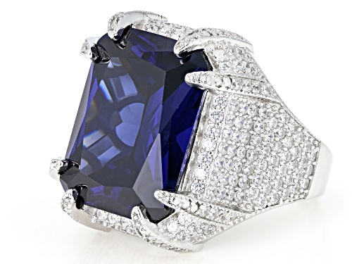 Bella Luce ®Esotica ™ 17.40ctw Tanzanite And White Diamond Simulants Rhodium Over Sterling Ring - Size 5