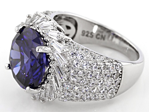 Bella Luce ® Esotica ™11.28ctw Tanzanite And White Diamond Simulants Rhodium Over Sterling Ring - Size 10