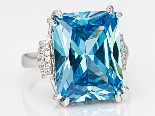 Bella Luce®Esotica™20.57ctw Neon Apatite And White Diamond Simulants Rhodium Over Sterling Ring - Size 7