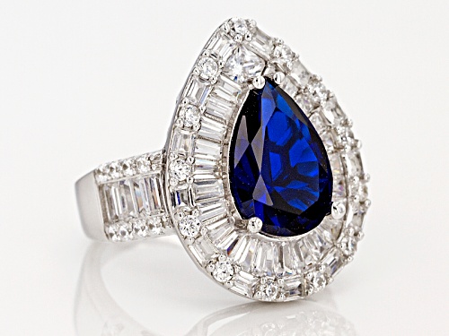 Bella Luce® 11.83ctw Diamond Simulant And Lab Created Blue Spinel Rhodium Over Sterling Silver Ring - Size 5