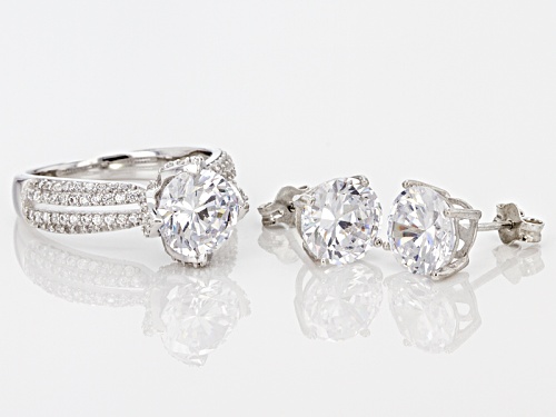 Bella Luce ® 11.59ctw Rhodium Over Sterling Silver Ring And Earrings (6.79ctw Dew)