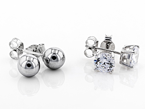 Bella Luce® 2.72ctw White Diamond Simulant and Hematine Stud Earrings- Set of 2
