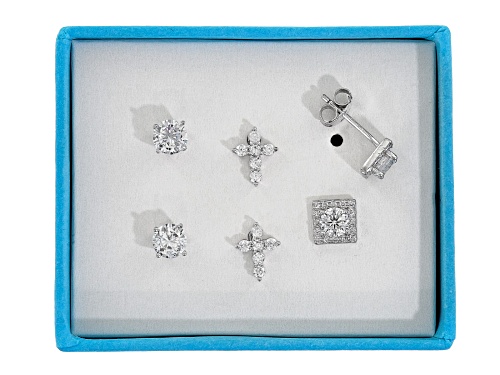 Bella Luce® 4.74ctw Rhodium Over Sterling Silver Earrings- Set of 3 (2.72ctw DEW)