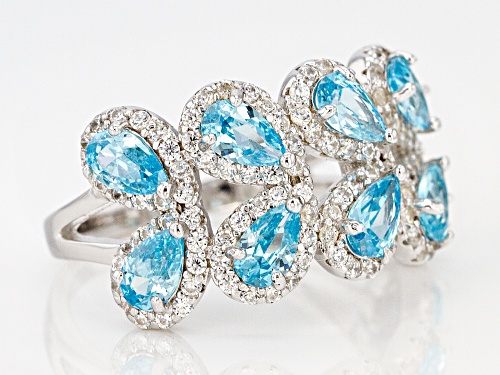 Bella Luce® Esotica ™ 4.73ctw Neon Apatite and White Diamond Simulants Rhodium Over Sterling Ring - Size 7