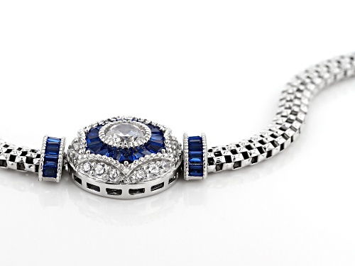 Bella Luce ® 2.42CTW Sapphire & White Diamond Simulants Rhodium Over Sterling Silver Bracelet - Size 8