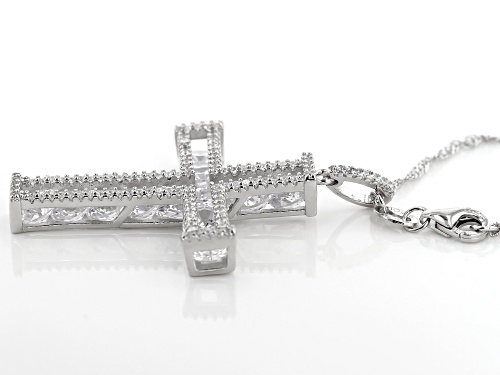 Bella Luce ® 11.84CTW White Diamond Simulant Rhodium Over Silver Cross Pendant With Chain
