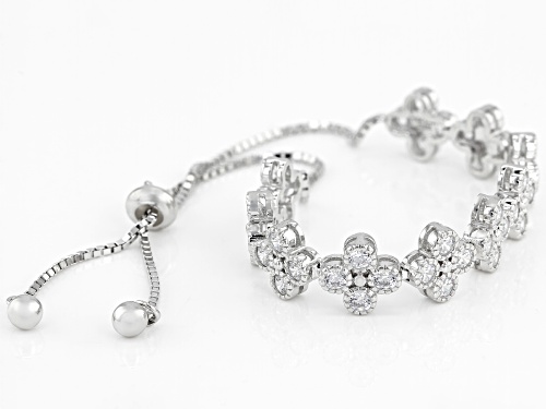 Bella Luce ® 4.00CTW White Diamond Simulant Rhodium Over Sterling Silver Adjustable Bracelet